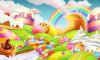 Sweet landscape. Candy land. Candies and milk river 3d vector background